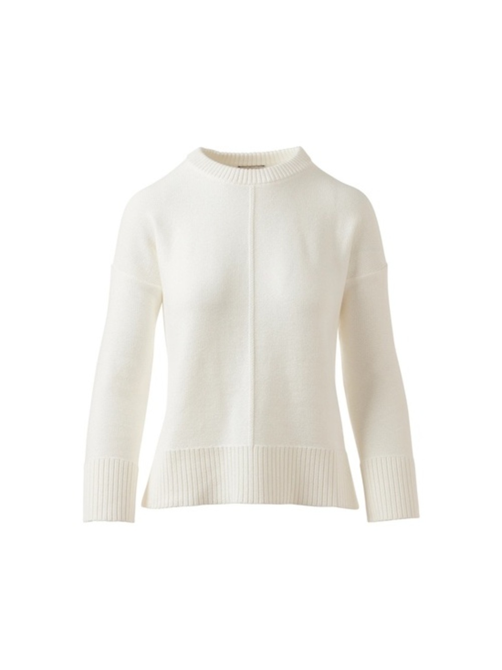 Kinross Easy Crew Women's White Cotton Knit Crewneck I Sweater